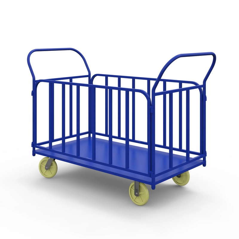 фото тележка платформенная с трубчатыми бортами тб 4 (600х1200) г/п 500 кг.200 чугун/полиуретан