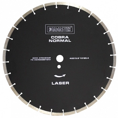 Диск сегментный Normal COBRA д.400*25,4 (*3,5*10)мм | 27z/железобетон/wet DIAMASTER