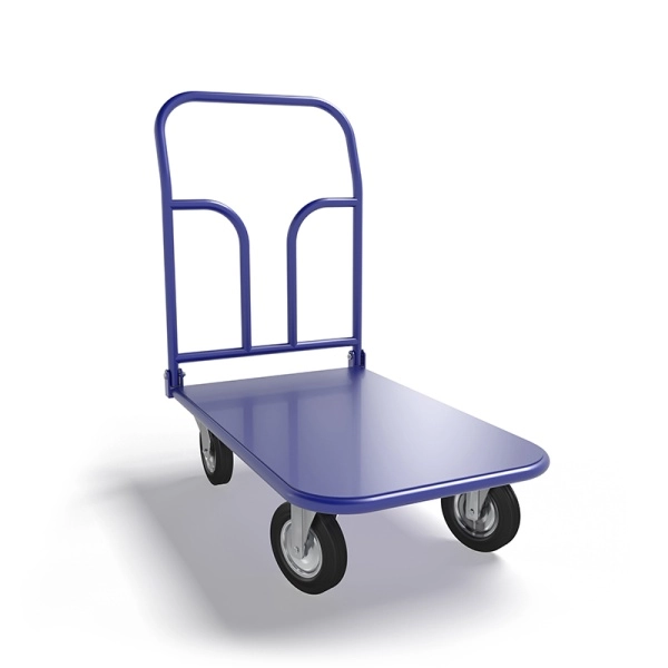 фото тележка платформенная со складной ручкой тпср 2 м (600х900) г/п 400кг.160 черная резина