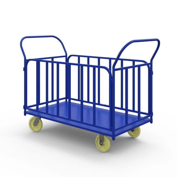 фото тележка платформенная с трубчатыми бортами тб 4 (600х1200) г/п 500 кг.200 чугун/полиуретан