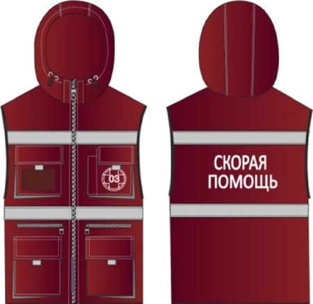 фото жилет универсальный зимний скорая помощь вектор (тк.темп,210), бордовый