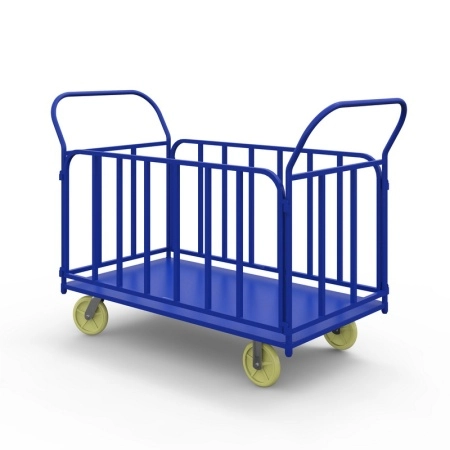 фото тележка платформенная с трубчатыми бортами тб 3 (600х1000) г/п 400 кг.150 чугун/полиуретан