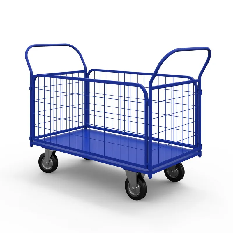 фото тележка платформенная с сетчатыми бортами тс 1 (500х800) г/п 450 кг.160 черная резина