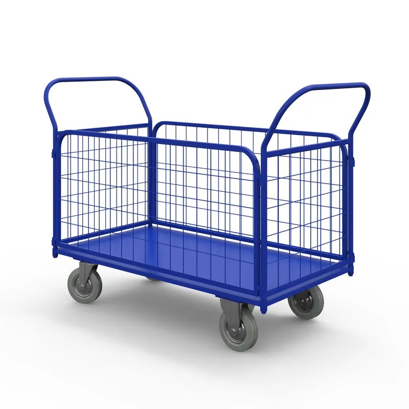 фото тележка платформенная с сетчатыми бортами тс 1 (500х800) г/п 550 кг.200 серая резина